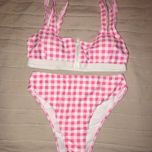 pink checkered bikini